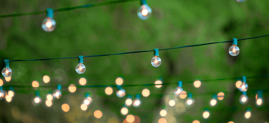 string of lights hanging from a tree